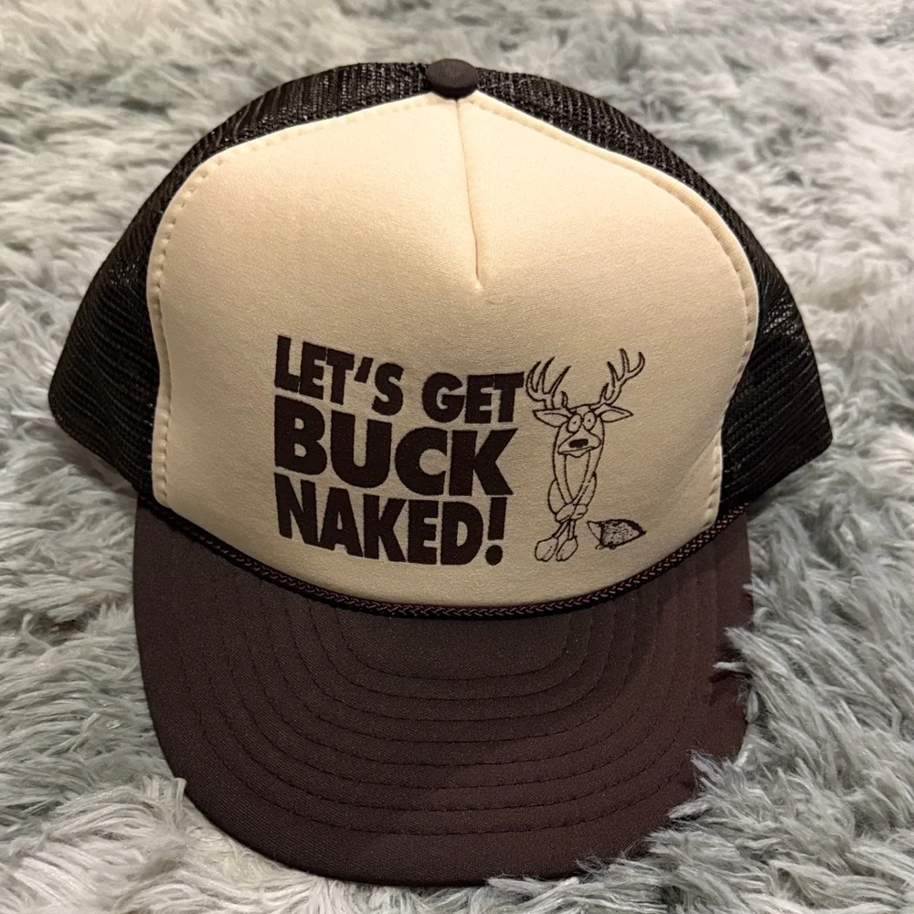 Lets Get Buck Naked Hat Mens Adjustable Snapback Nissin Cap - Picture 1 of 3